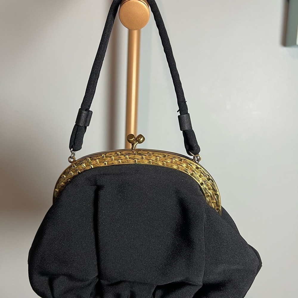 Garay Black and Gold Vintage Clutch with Decorative Frame